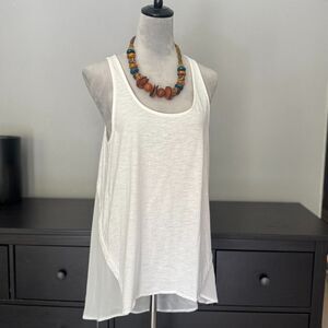 Umgee Small Oversized chiffon/cotton HighLow Layering top Coastal/romantic soft